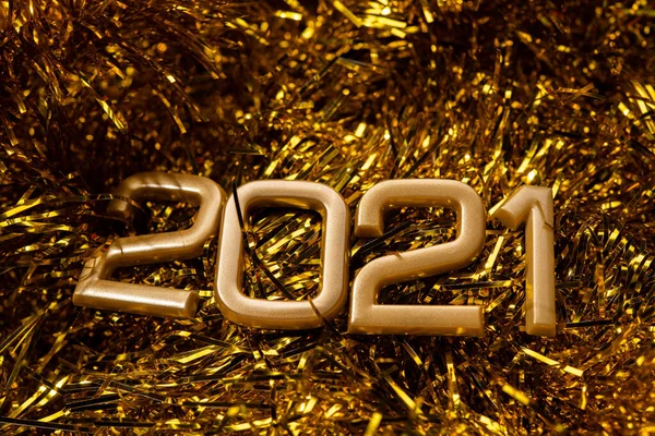 Golden 2021 Nummer Med Gott Nytt Sten Bakgrund — Stockfoto