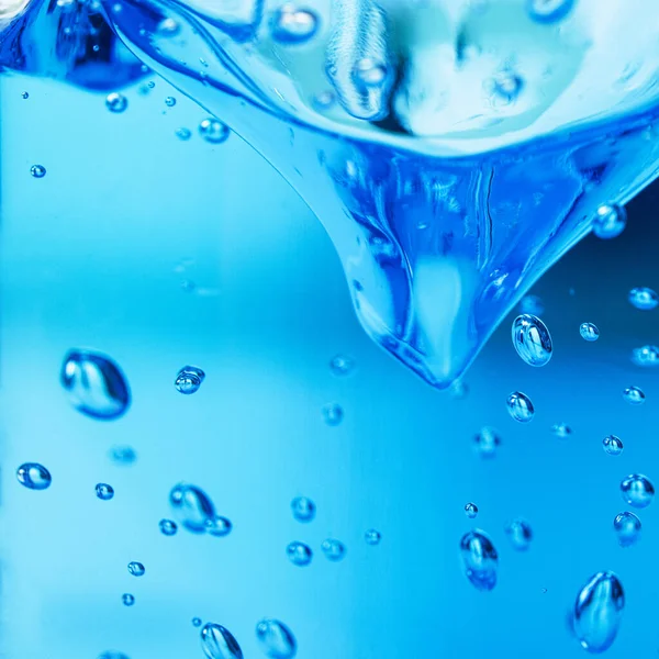 Macro Photo Blue Liquid Gel Background Closeup Bubble — Stock Photo, Image