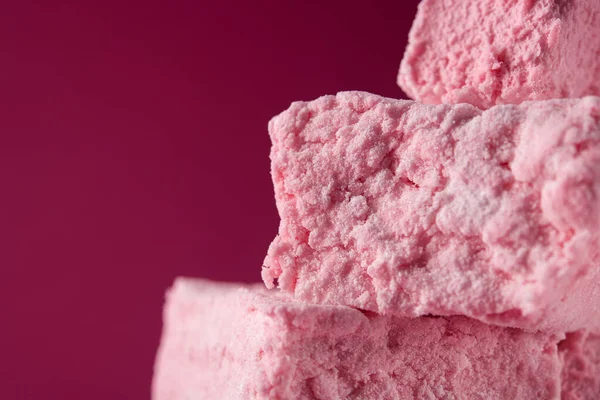 Turkish Delight Een Roze Achtergrond Zoet Snoepgoed Een Close Macro — Stockfoto