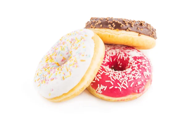 Gros plan de savoureux donuts isolés — Photo
