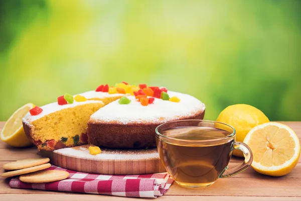 Torta e chá de aroma — Fotografia de Stock