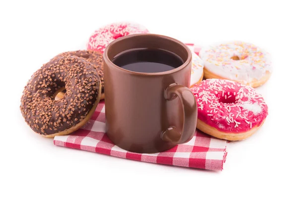 Taza de café y donas — Foto de Stock