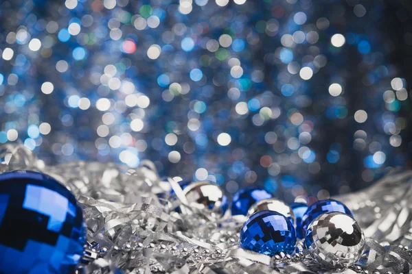 Blue and silver new year balls — Stock Photo, Image