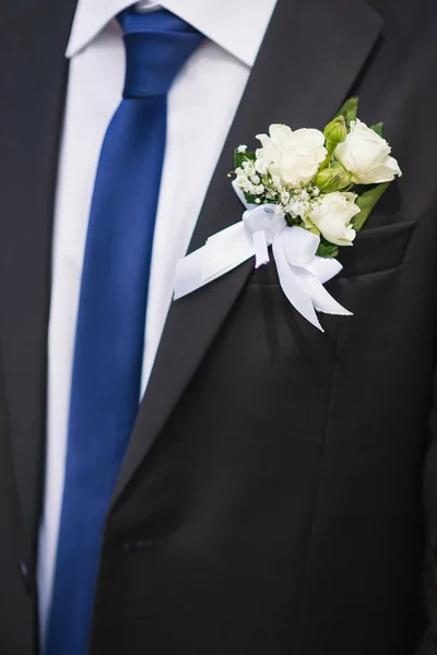Groom flower boutonniere — Stock Photo, Image