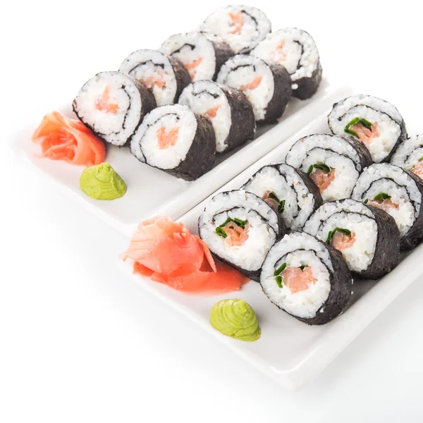 Sushi rolls with salmon isolated — Stock Photo, Image