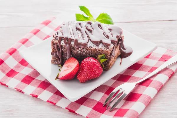 Frutta e dessert al cioccolato — Foto Stock