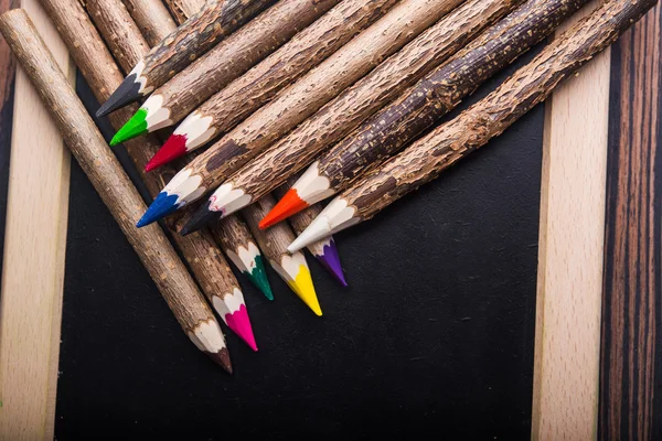 Close-up of wooden color pencils — Stock Photo, Image