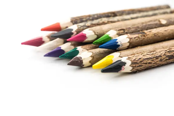 Wooden colored pencils — Stock Photo, Image