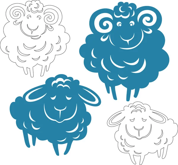 Vector silhouette of a ram and sheep Royalty Free Stock Illustrations