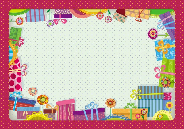 Festive frame with colorful gift boxes Stock Illustration