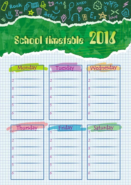 Tabulka pro školní kalendář pro odpojené zápisník list Royalty Free Stock Ilustrace