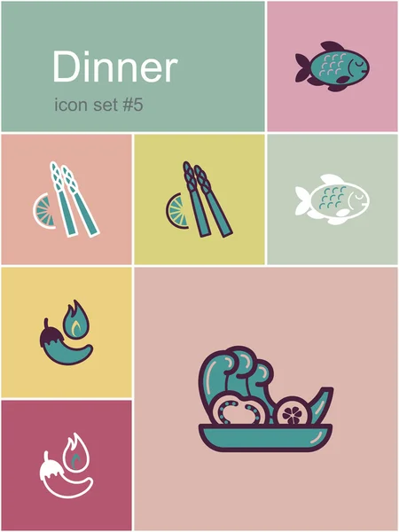 Dinner icons — Stock Vector