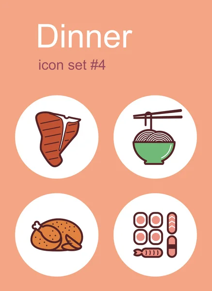 Dinner icons — Stock Vector