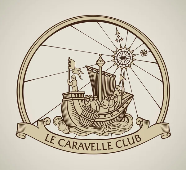 Vieille caravelle design vintage — Image vectorielle