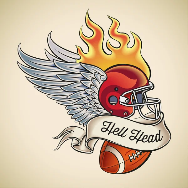 Hell Head Football Tattoo Royalty Free Stock Vectors