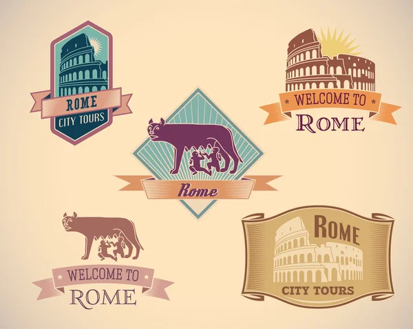 Set de etiquetas Roma Ilustraciones De Stock Sin Royalties Gratis