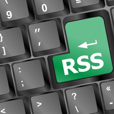 Klavye yakın çekim vektör çizim RSS düğmesini