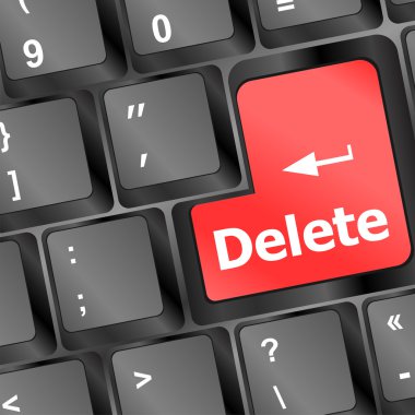 Computer keyboard - Red key Delete, business concept vector illustration
