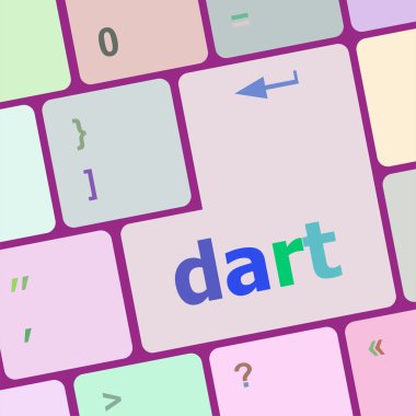 dart word on keyboard key, notebook computer button vector illustration