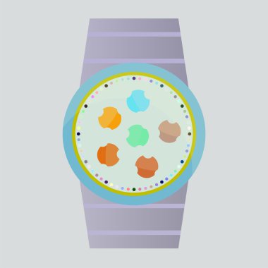 Smart watch with flat icons. Vector illustration.