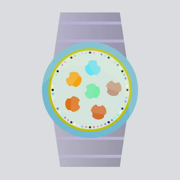 Smart Watch mit flachen Symbolen. Vektorillustration. — Stockvektor