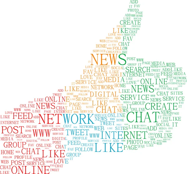Μπράβο σύμβολο, λέξεις-κλειδιά του κειμένου σε θέματα κοινωνικών μέσων μαζικής ενημέρωσης διάνυσμα φόντο — Διανυσματικό Αρχείο