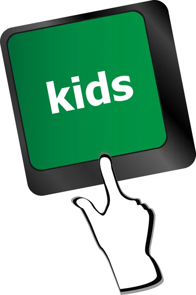 Kids key button in a computer keyboard — Stock Vector