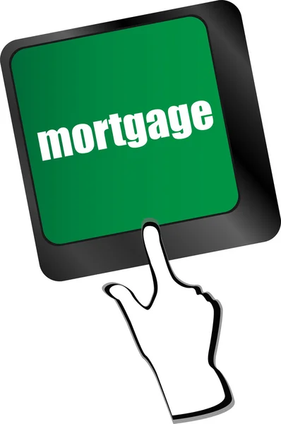 Teclado com botão único mostrando a palavra hipoteca — Vetor de Stock