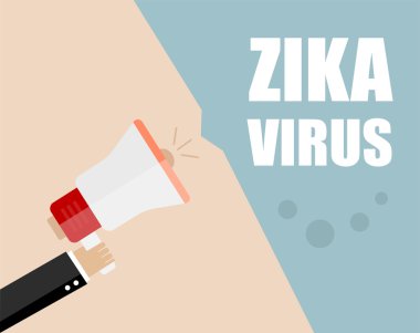 Hand holding megaphone - Attention ZIKA virus, vector illustration