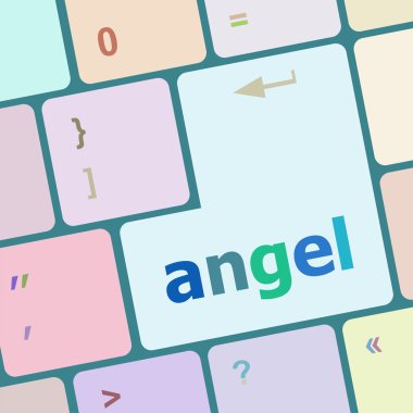 Keyboard with white Enter button, angel word on it vector illustration