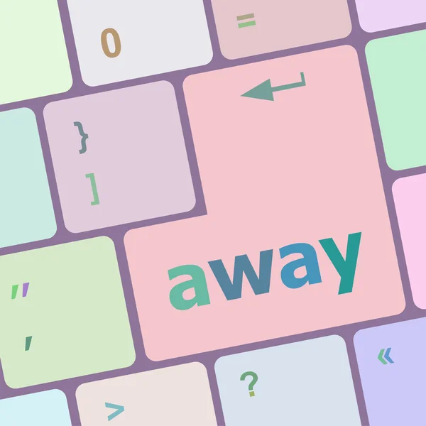 Away word on keyboard key, notebook computer vector illustration — 图库矢量图片