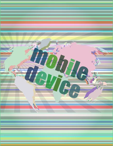 Word mobile devices on digital screen 3d vector illustration — ストックベクタ