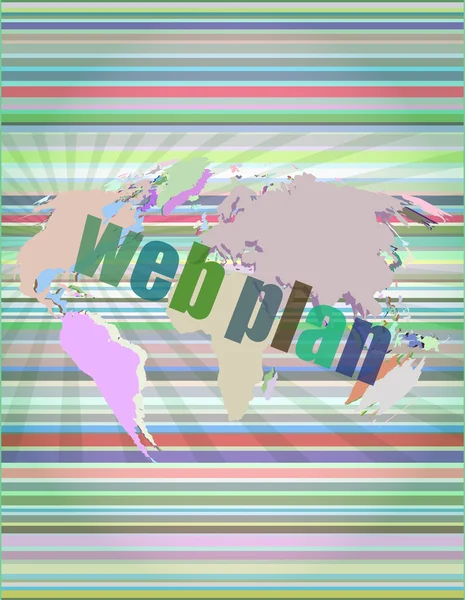Palabras plan web en la ilustración del vector de pantalla táctil digital — Archivo Imágenes Vectoriales