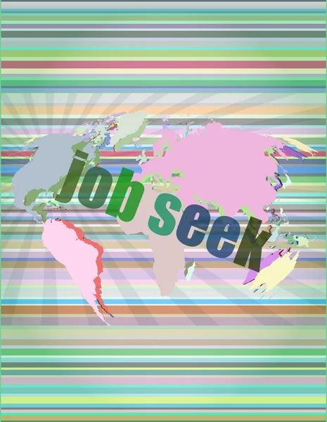 Job seek word on touch screen, modern virtual technology background vector illustration — ストックベクタ