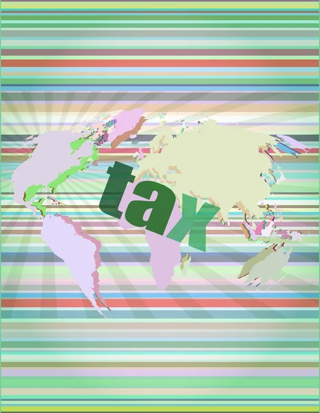 Palabra de impuestos en la ilustración de vectores de pantalla táctil digital — Vector de stock