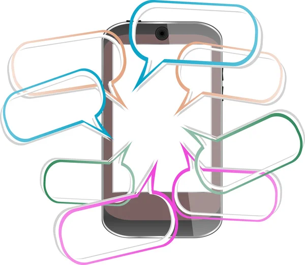 Téléphone intelligent mobile moderne avec illustration vectorielle à bulles vocales — Image vectorielle