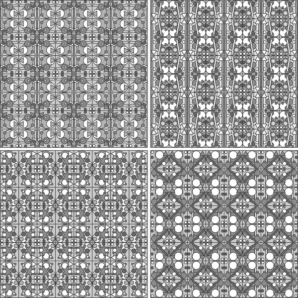 Monochrome geometrical patterns background texture set. vector — Stock Vector