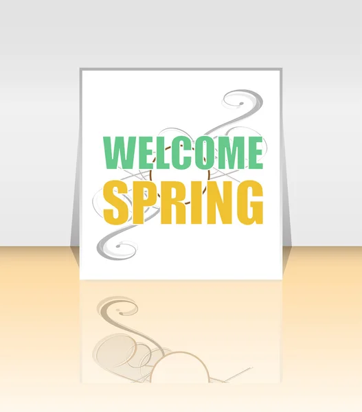 Přivítání jara Holiday karta přivítejte jaro vektor. Přivítejte jaro pozadí. Jarní prázdniny grafiky. Přivítejte jaro umění. Jarní dovolená kresba — Stockový vektor