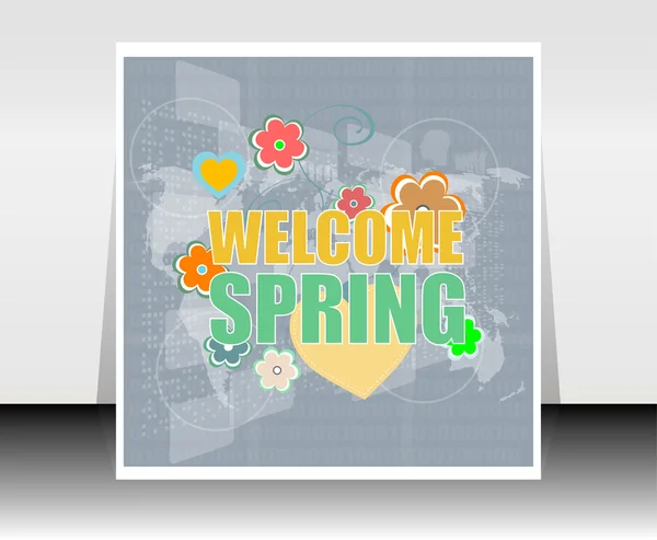 Welcome Spring Holiday Card. Welcome Spring Vector. Welcome Spring background. Spring Holiday Graphic. Welcome Spring Art. Spring Holiday Drawing — Stock Vector