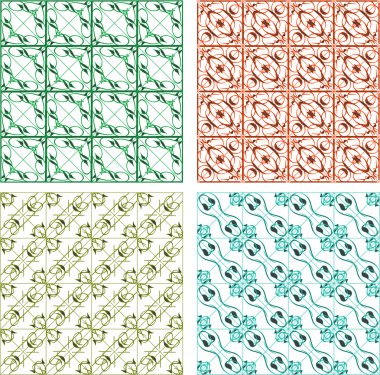 Dikişsiz desenler seti - vintage arka planlar barok desen vektör arka plan