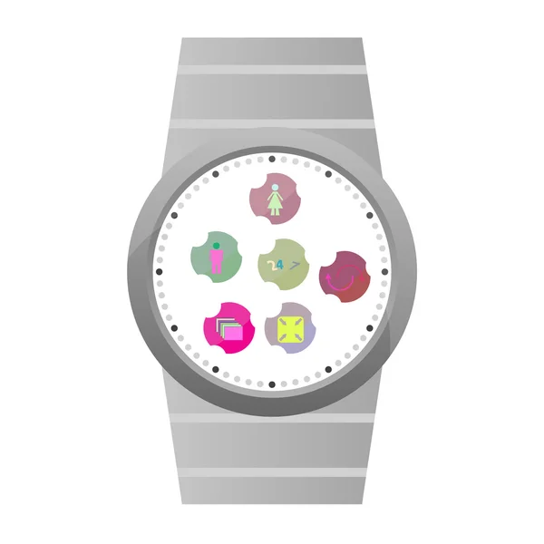 Smart Watch mit flachen Symbolen. Vektorillustration. isoliert auf weiß — Stockvektor