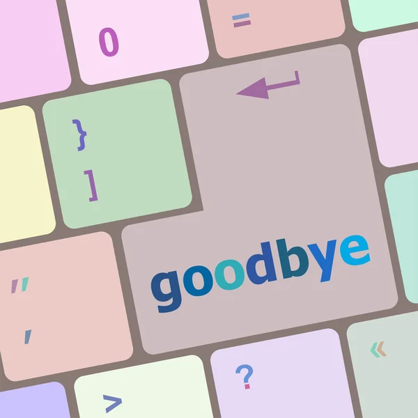Adeus palavra na tecla do teclado, notebook computador botão vetor ilustração — Vetor de Stock