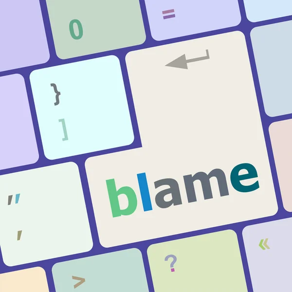 Blame button on computer pc keyboard key vector illustration — Stockvector