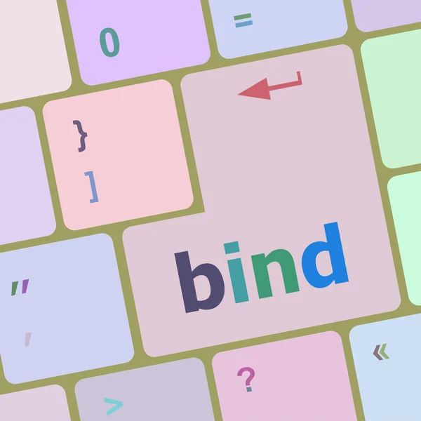 Bind word on keyboard key, notebook computer button vector illustration — 图库矢量图片