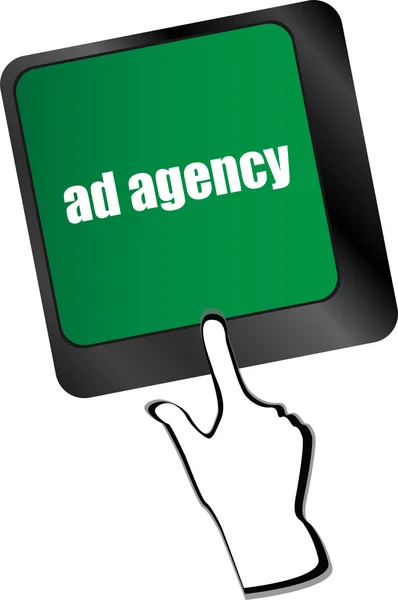 Концепция рекламы: компьютерная клавиатура со словом Ad Agency — стоковый вектор