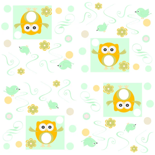 Seamless owls vector pattern vector background — Stock Vector