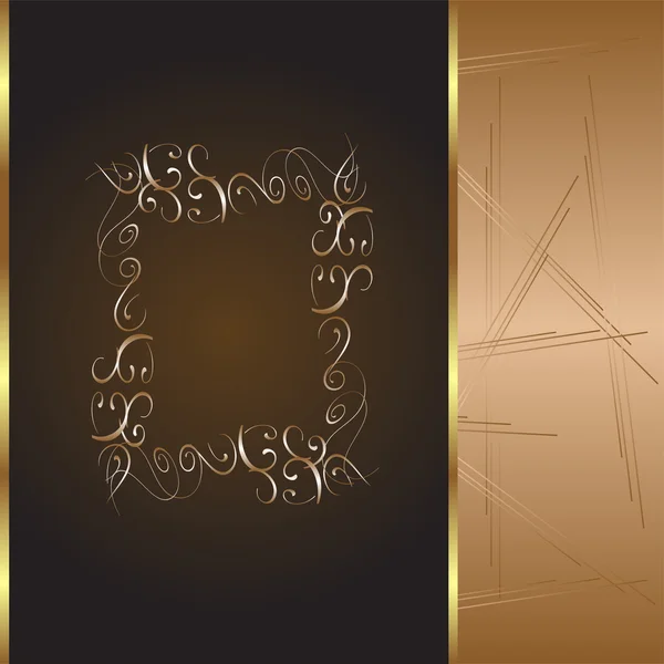 Frame en rand met gouden patroon. vector illustratie — Stockvector