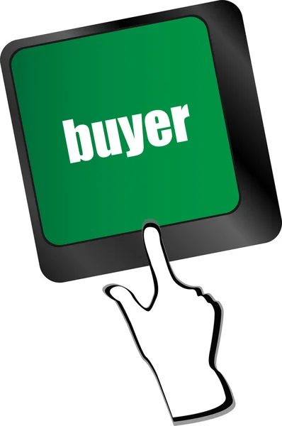 Botão comprador na tecla do teclado - conceito de negócio — Vetor de Stock