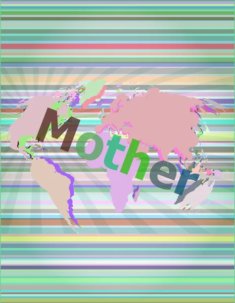 Mother text on digital touch screen - social concept vector illustration — Stok Vektör