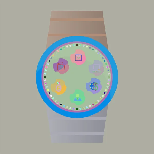 Montre intelligente avec des icônes applications — Image vectorielle